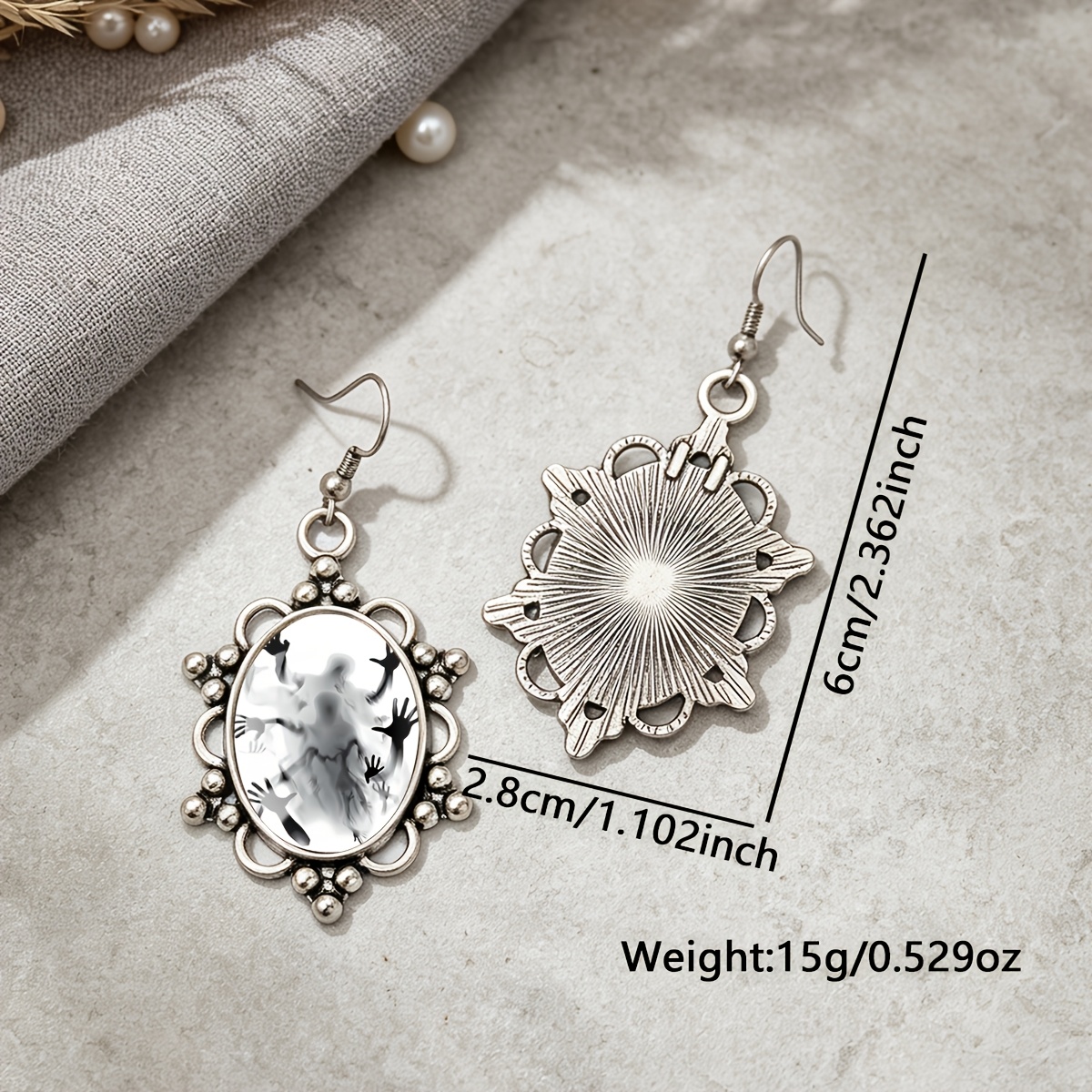 Gothic Palm Print Round Earrings